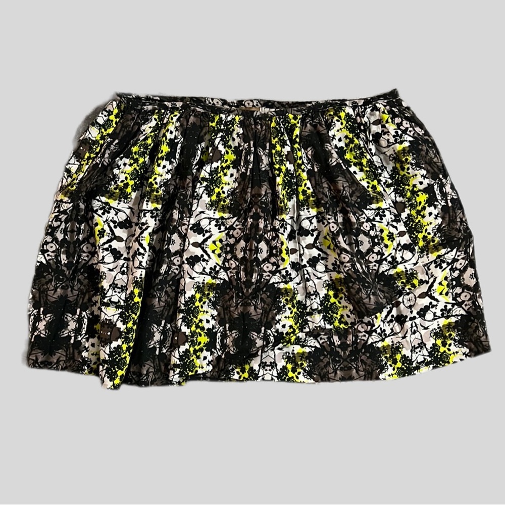 Princess Vera wang ivory black yellow floral pleated mini skirt women’s size 1